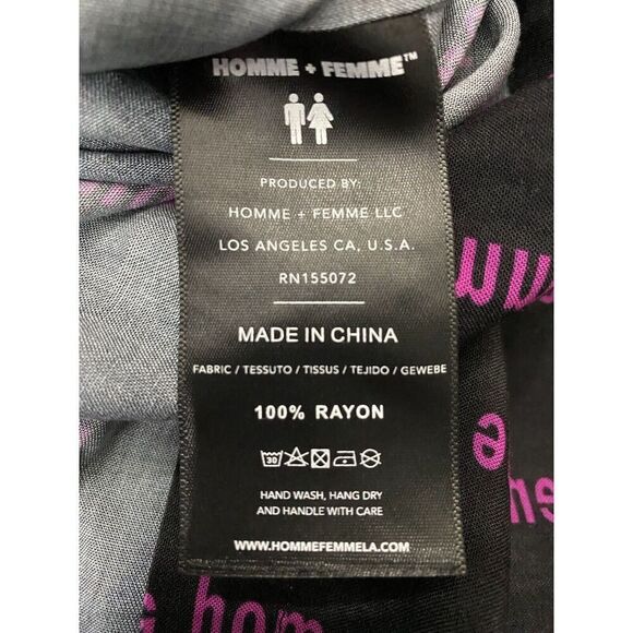 Homme + Femme Striped Logo Button Down Shirt Short Slv Black Purple Men’s Medium - Picture 4 of 4